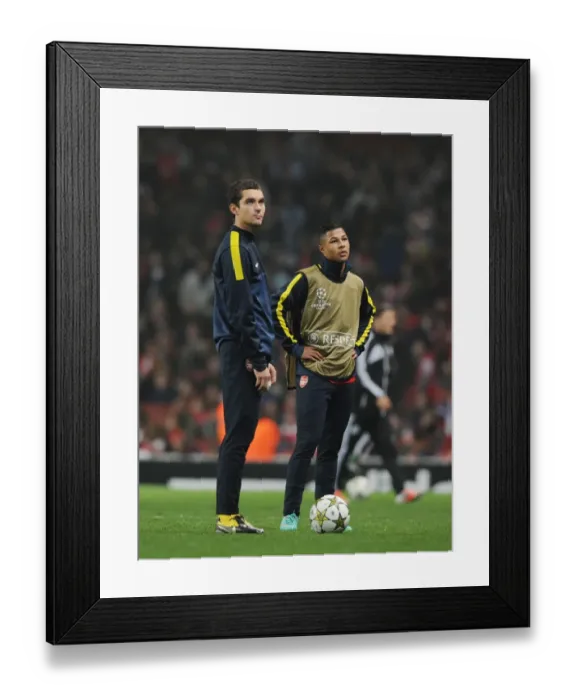 Framed Print : Arsenal FC Half-Time: James Shea and Serge Gnabry