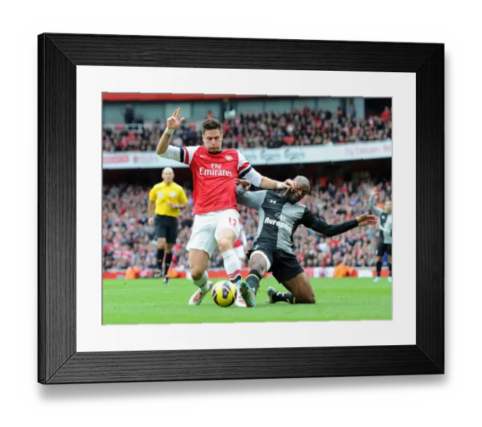 Framed Print : Olivier Giroud (Arsenal) William Gallas (Tottenham). Arsenal 5: 2 Tottenham Hotspur