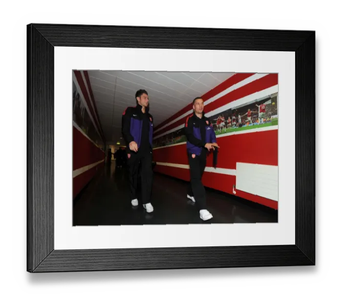 Framed Print : Arsenal Stars Giroud and Podolski Arrive at Emirates Stadium Ahead of Arsenal v Tottenham Match, 2012-13 Season