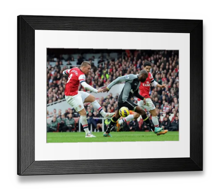 Framed Print : Podolski Scores Past Gallas: Arsenal vs. Tottenham, 2012-13 Premier League