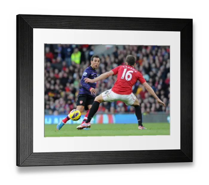 Framed Print : Santi Cazorla Outwits Michael Carrick: Manchester United vs. Arsenal, Premier League 2012-13