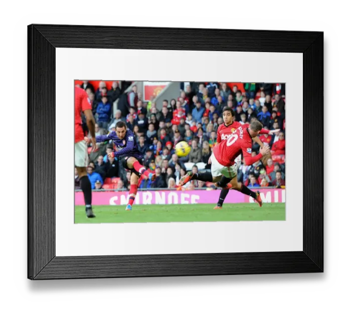 Framed Print : Santi Cazorla Scores Past Wayne Rooney: Manchester United vs. Arsenal, Premier League 2012-13 Framed Print : Santi Cazorla Scores Past Wayne Rooney: Manchester United vs. Arsenal, Premier League 2012-13