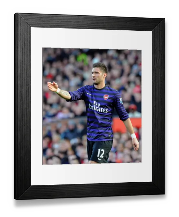 Framed Print : Olivier Giroud Faces Manchester United: Arsenal vs. Manchester United, Premier League 2012-13
