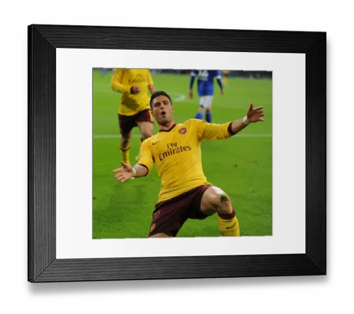 Framed Print : Olivier Giroud Scores the Second Goal: Schalke 04 vs. Arsenal FC, UEFA Champions League 2012-13