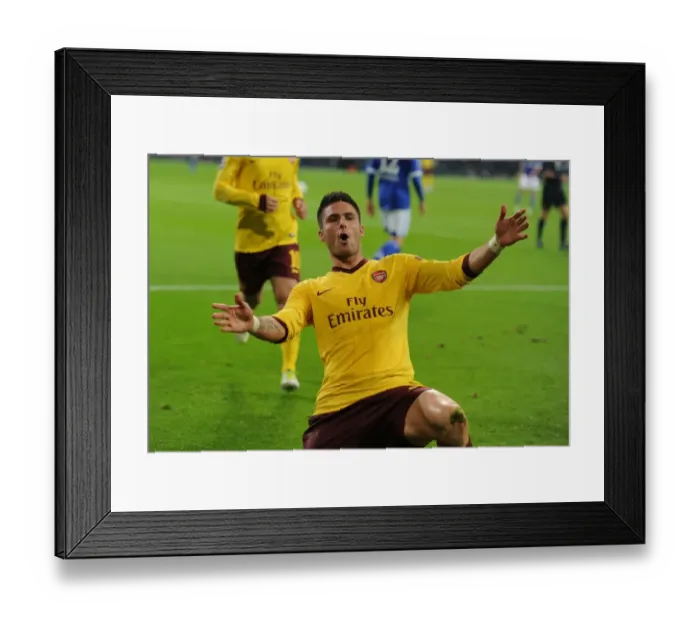 Framed Print : Olivier Giroud's Brace: Arsenal's UEFA Champions League Victory over Schalke 04, 2012-13 Framed Print : Olivier Giroud's Brace: Arsenal's UEFA Champions League Victory over Schalke 04, 2012-13