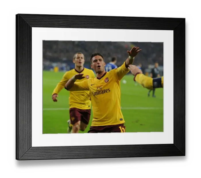 Framed Print : Olivier Giroud's Brace: Arsenal's UEFA Champions League Victory over Schalke 04, 2012-13