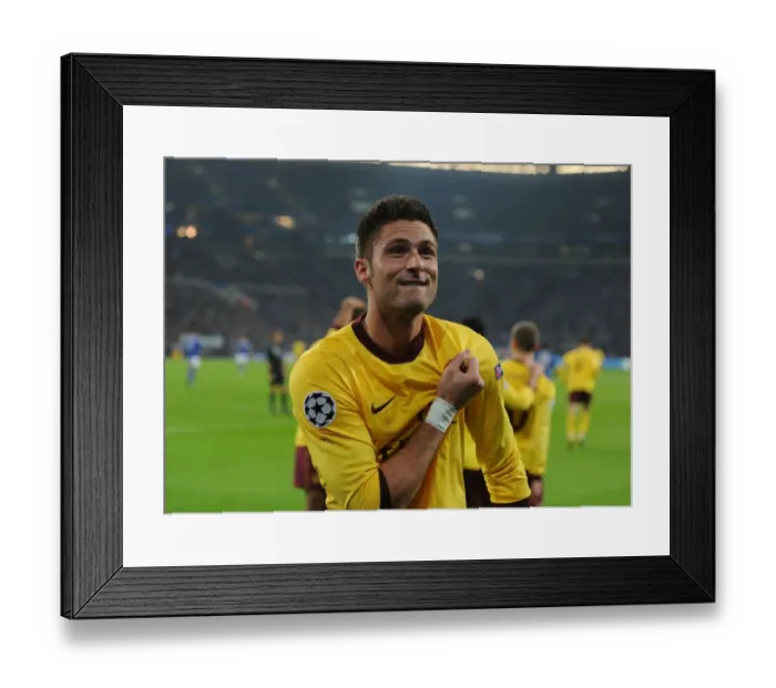 Framed Print : Olivier Giroud's Brace: Arsenal's Victory Over Schalke 04 in the Champions League (2012)