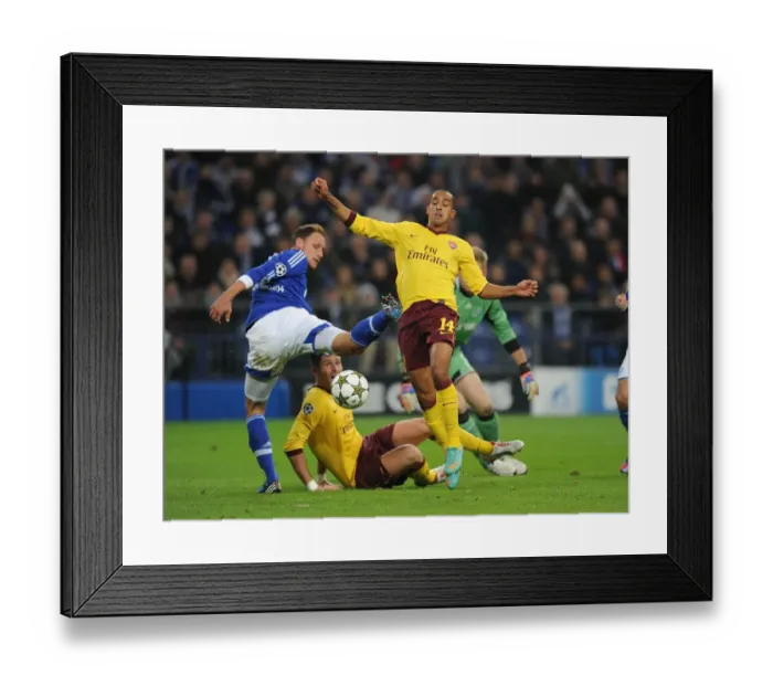 Framed Print : Theo Walcott Scores Past Benedikt Howedes: Arsenal's First Goal vs. Schalke 04, UEFA Champions League 2012