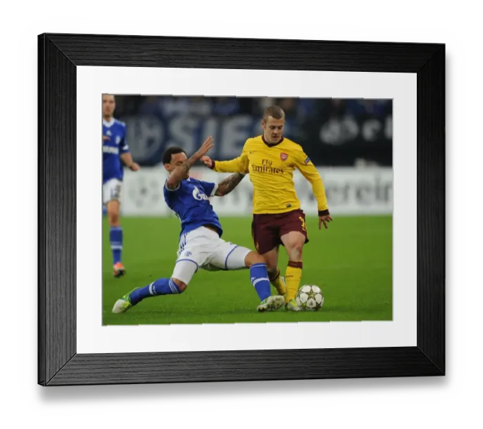 Framed Print : Clash of Midfield Titans: Jack Wilshere vs. Jermaine Jones, Schalke 04 vs. Arsenal FC, UEFA Champions League, 2012