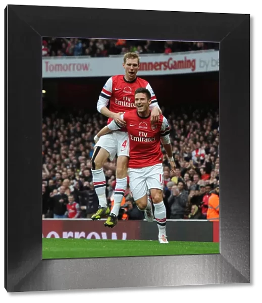 Celebrating a Goal: Olivier Giroud and Per Mertesacker (Arsenal vs. Fulham, 2012-13)