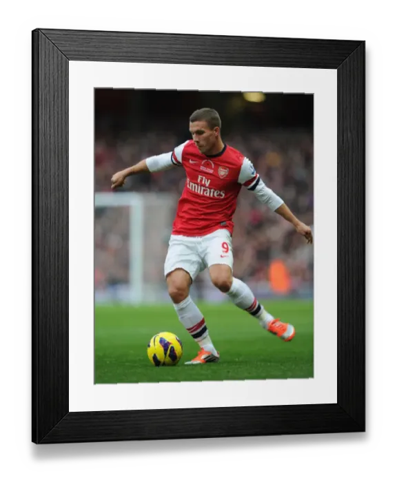 Framed Print : Lukas Podolski: In Action for Arsenal vs Fulham, Premier League 2012-13