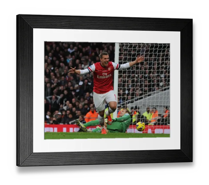 Framed Print : Lukas Podolski's Brace: Arsenal vs Fulham, Premier League 2012-13