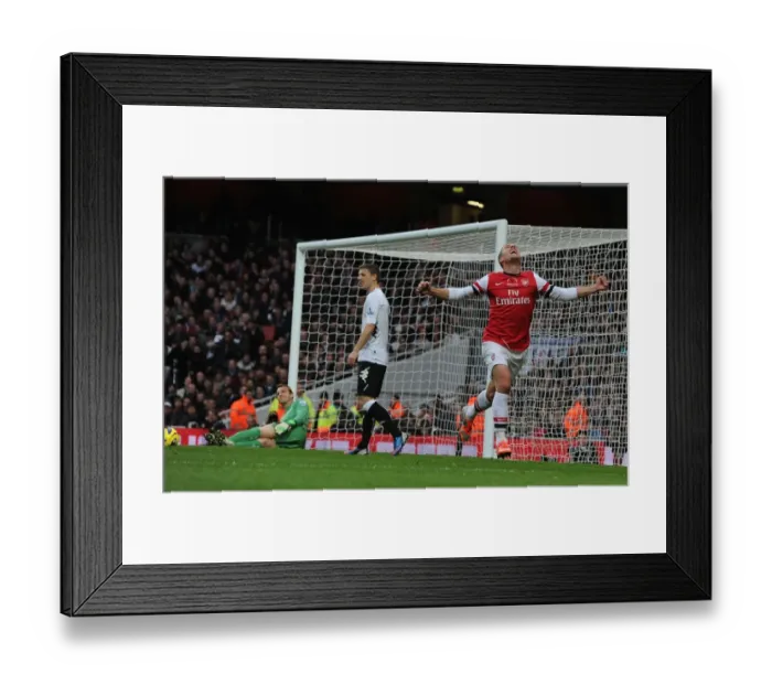Framed Print : Lukas Podolski's Brace: Arsenal's Victory Against Fulham, Premier League 2012-13
