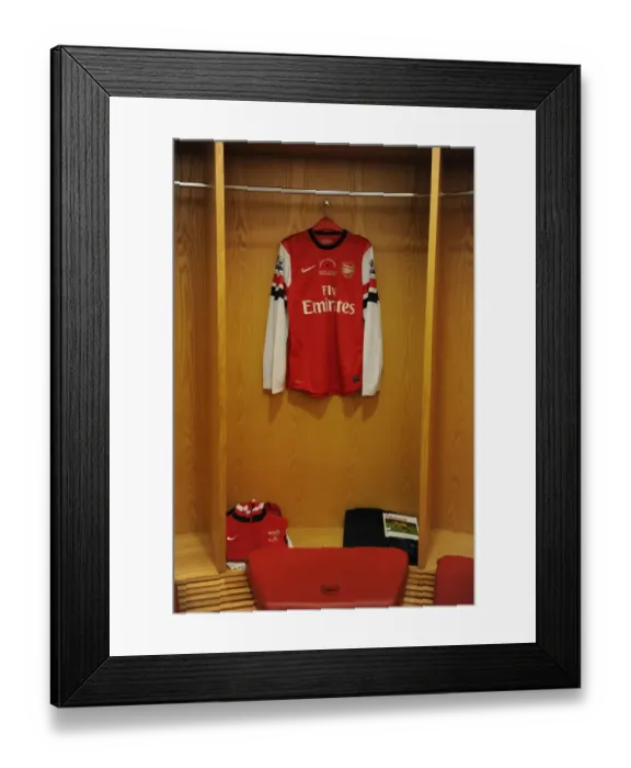 Framed Print : Theo Walcott's Poppy Shirt in Arsenal Changing Room (Arsenal vs Fulham, 2012-13)