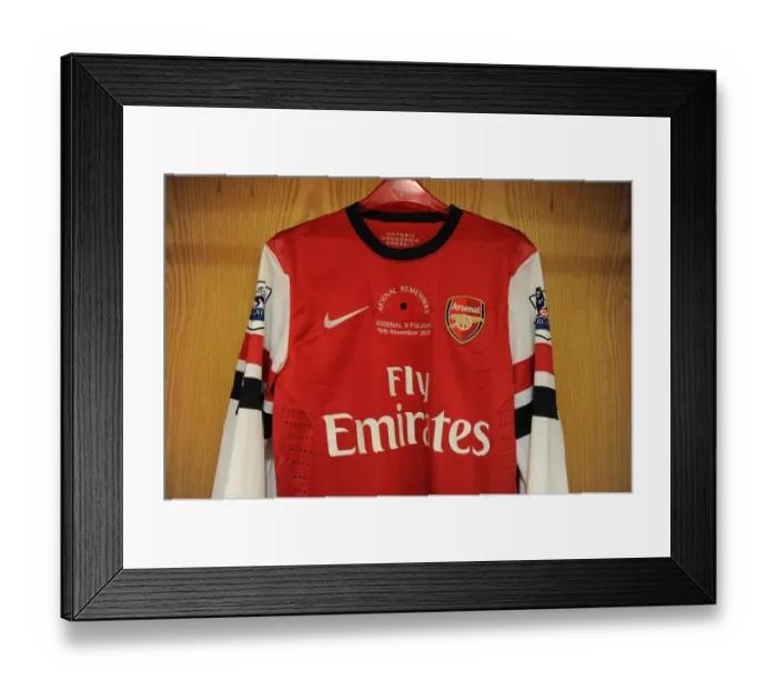 Framed Print : Theo Walcott's Poppy Shirt in Arsenal Changing Room (Arsenal vs Fulham, 2012-13)