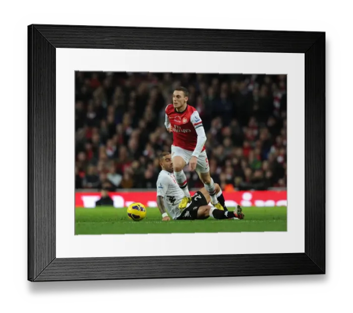 Framed Print : Thomas Vermaelen vs. Ashkan Dejagah: Arsenal vs. Fulham, Premier League Showdown (2012-13)