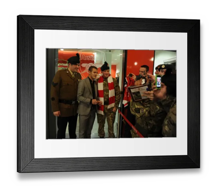 Framed Print : Arsenal's Jack Wilshere Pays Tribute to Armed Forces Before Arsenal vs. Fulham (2012-13)