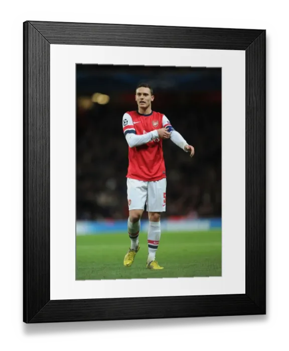 Framed Print : Thomas Vermaelen in Action: Arsenal vs Montpellier, UEFA Champions League 2012-13