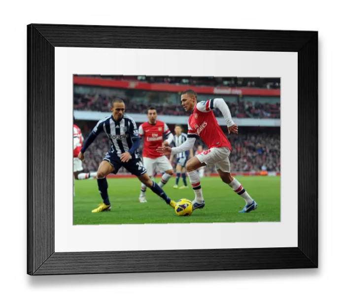 Framed Print : Clash of Wings: Gibbs vs. Odemwingie (2012-13) - Arsenal vs. West Bromwich Albion