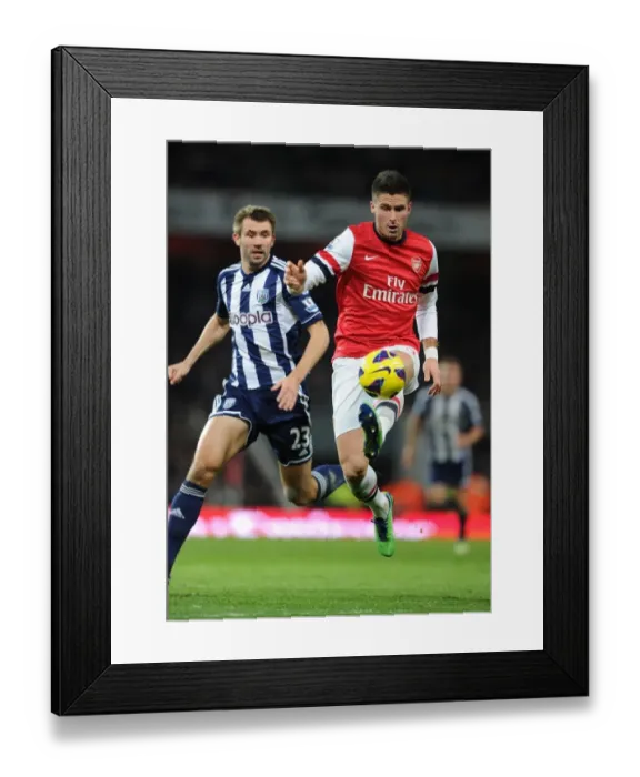 Framed Print : Giroud vs McAuley: Intense Battle at Arsenal vs West Bromwich Albion (2012-13)