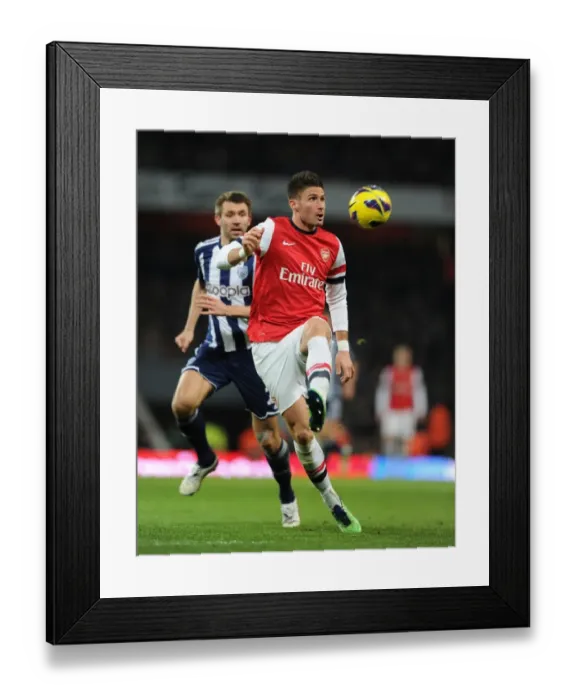 Framed Print : Giroud vs McAuley: Arsenal vs West Bromwich Albion, Premier League Showdown (2012-13)