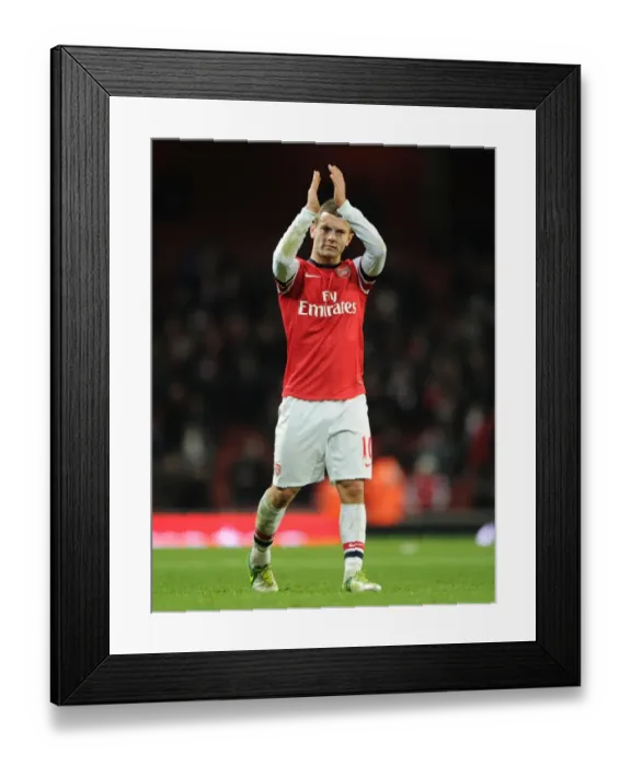 Framed Print : Jack Wilshere Celebrates with Arsenal Fans after Arsenal v West Bromwich Albion Match, 2012-13