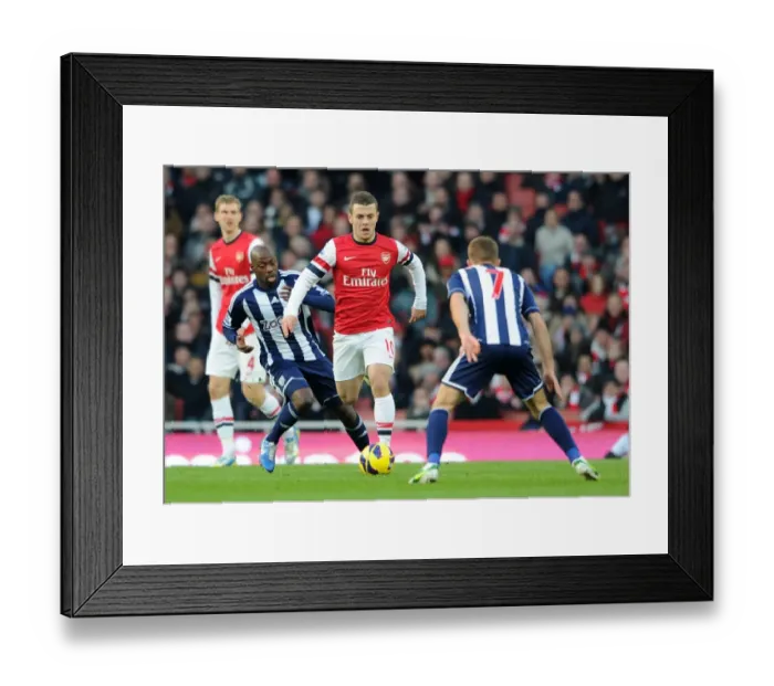 Framed Print : Arsenal's Jack Wilshere Clashes with Youssouf Mulumbu and James Morrison of West Bromwich Albion, Premier League 2012-13