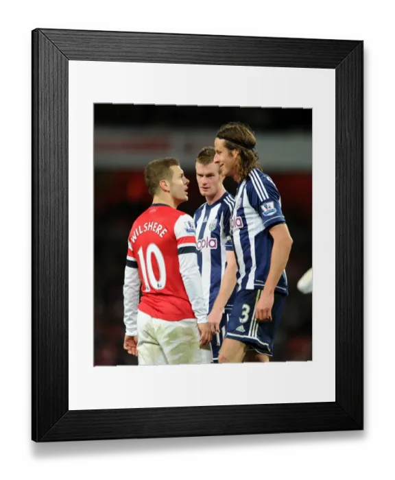 Framed Print : Arsenal's Jack Wilshere Faces Off Against West Brom's Jonas Olsson and Chris Brunt during the 2012-13 Premier League Match Framed Print : Arsenal's Jack Wilshere Faces Off Against West Brom's Jonas Olsson and Chris Brunt during the 2012-13 Premier League Match