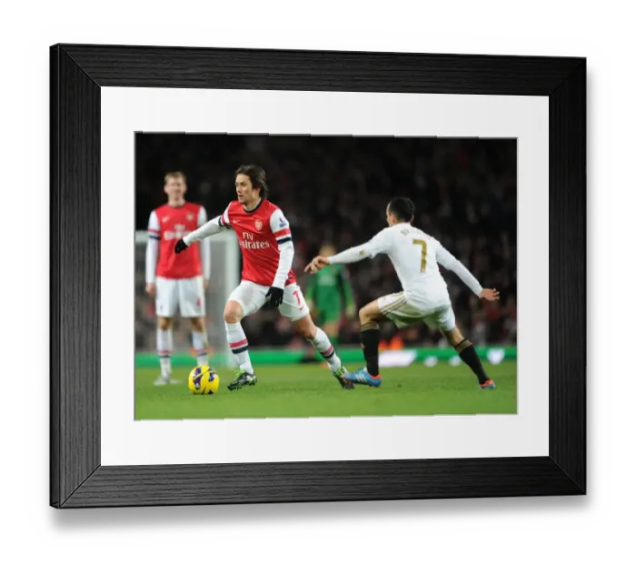 Framed Print : Arsenal's Rosicky Fends Off Swansea's Britton in Premier League Clash Framed Print : Arsenal's Rosicky Fends Off Swansea's Britton in Premier League Clash