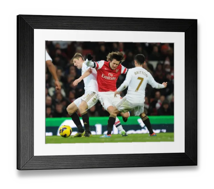 Framed Print : Arsenal vs Swansea: Rosicky vs Britton, Davies - Intense Battle in the Premier League (2012-13) Framed Print : Arsenal vs Swansea: Rosicky vs Britton, Davies - Intense Battle in the Premier League (2012-13)