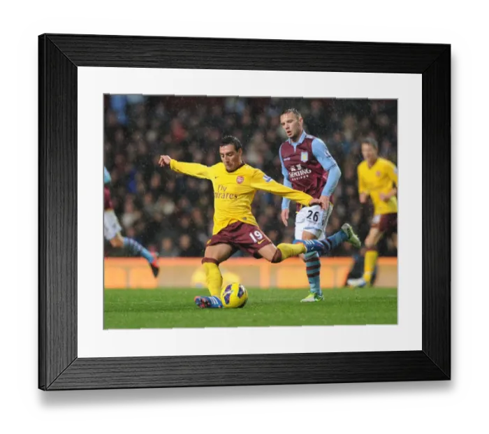 Framed Print : Santi Cazorla Outmaneuvers Andreas Weimann: Aston Villa vs. Arsenal, Premier League, 2012