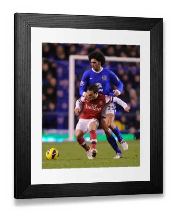 Framed Print : Clash of Midfield Titans: Cazorla vs. Fellaini (Arsenal vs. Everton, 2012-13)