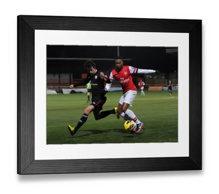 Framed Print : Zak Ansah (Arsenal) Inigo Lekue (Bilbao). Arsenal U19 4: 2 Athletic Bilbao U19. NextGen Series Framed Print : Zak Ansah (Arsenal) Inigo Lekue (Bilbao). Arsenal U19 4: 2 Athletic Bilbao U19. NextGen Series