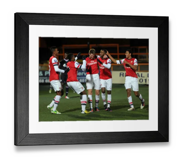Framed Print : Arsenal U19s Celebrate Sead Hajrovic's Goal Against Athletico Bilbao U19 - NextGen Series