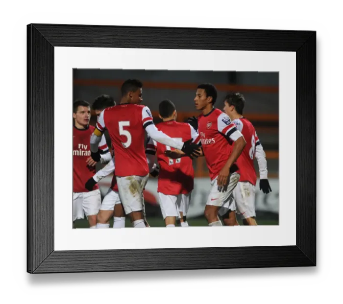 Framed Print : Isaac Hayden celebrates scoring Arsenals 4th goal with Martin Angha. Arsenal U19 4 Framed Print : Isaac Hayden celebrates scoring Arsenals 4th goal with Martin Angha. Arsenal U19 4