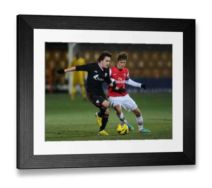 Framed Print : Arsenal U19 vs Athletico Bilbao U19: Kristoffer Olsson Tackles Unai Lopez in NextGen Series Match Framed Print : Arsenal U19 vs Athletico Bilbao U19: Kristoffer Olsson Tackles Unai Lopez in NextGen Series Match