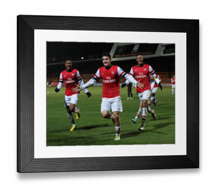 Framed Print : Arsenal U19 Trio: Toral, Akpom, Angha Celebrate Goals Against Athletico Bilbao in NextGen Series Framed Print : Arsenal U19 Trio: Toral, Akpom, Angha Celebrate Goals Against Athletico Bilbao in NextGen Series