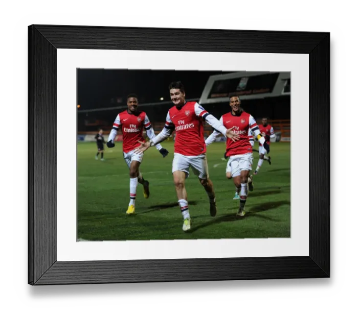 Framed Print : Arsenal U19 Triumph: Jon Toral, Chuba Akpom, and Martin Angha Celebrate Goals Against Athletico Bilbao in the NextGen Series Framed Print : Arsenal U19 Triumph: Jon Toral, Chuba Akpom, and Martin Angha Celebrate Goals Against Athletico Bilbao in the NextGen Series
