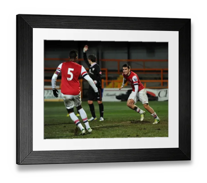 Framed Print : Arsenal U19s Triumph: Jon Toral and Martin Angha Celebrate Goals Against Athletico Bilbao U19 - NextGen Series Framed Print : Arsenal U19s Triumph: Jon Toral and Martin Angha Celebrate Goals Against Athletico Bilbao U19 - NextGen Series