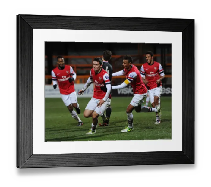 Framed Print : Arsenal U19s in Action: Toral and Angha's Goal Celebration vs Athletico Bilbao in NextGen Series