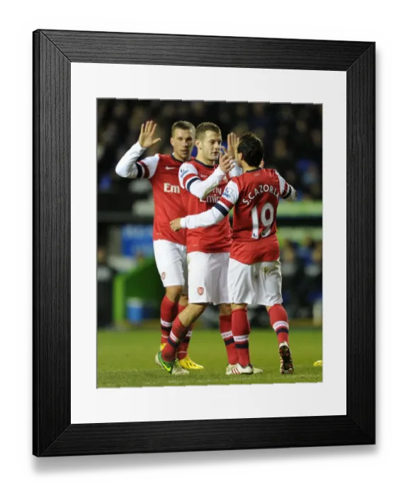 Framed Print : Cazorla and Wilshere Celebrate Goals: Reading vs. Arsenal, 2012-13 Premier League