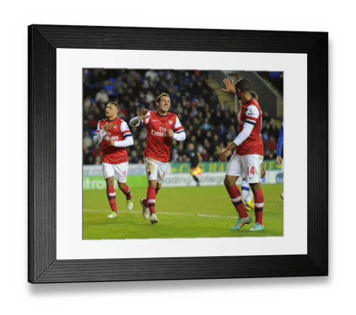 Framed Print : Santi Cazorla and Theo Walcott's Striking Moment: Arsenal's Four-Goal Blitz at Reading (December 2012)