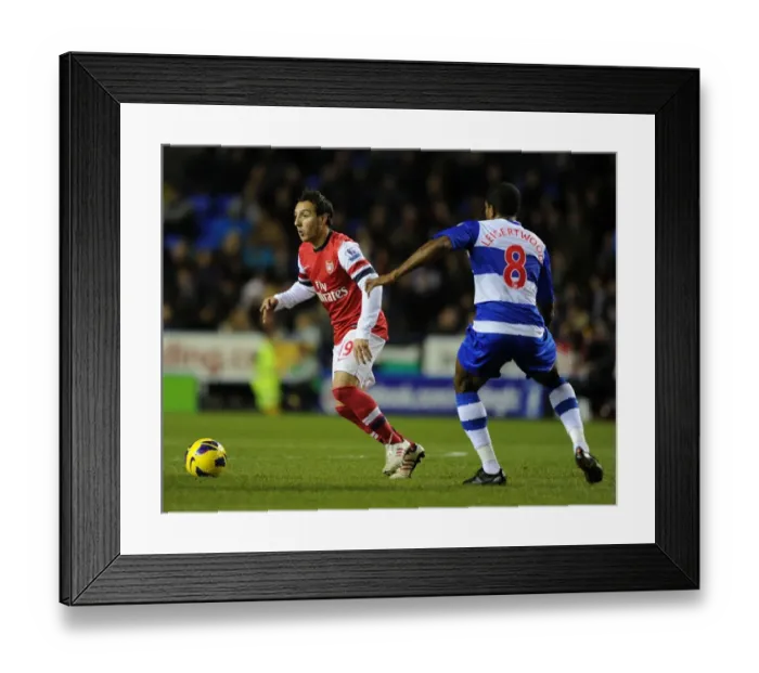 Framed Print : Santi Cazorla vs Mikele Leigertwood: Battle in the Midfield - Reading vs Arsenal, Premier League 2012-13
