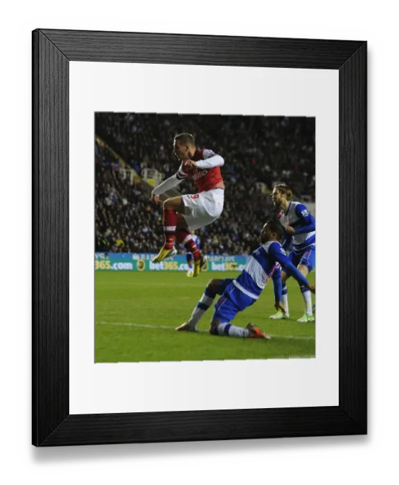 Framed Print : Lukas Podolski Scores First for Arsenal Against Reading, 2012-13 Season