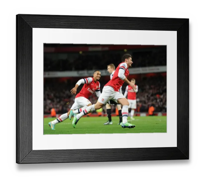 Framed Print : Giroud and Walcott Celebrate Arsenal's Sixth Goal vs. Newcastle United (2012-13)