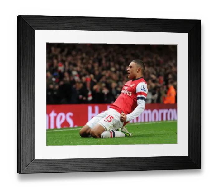 Framed Print : Alex Oxlade-Chamberlain's Euphoric Goal Celebration: Arsenal vs Newcastle United, Premier League 2012-13