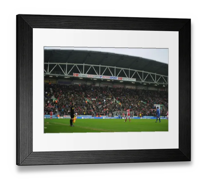 Framed Print : Arsenal Fans at Wigan Athletic vs Arsenal, Premier League 2012-13