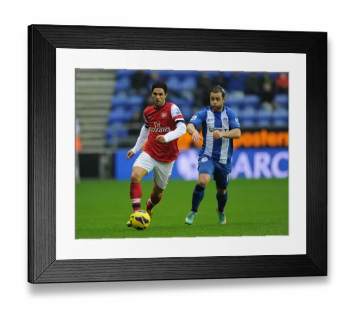 Framed Print : Mikel Arteta Outruns Shaun Maloney: Wigan Athletic vs Arsenal, Premier League, 2012 Framed Print : Mikel Arteta Outruns Shaun Maloney: Wigan Athletic vs Arsenal, Premier League, 2012