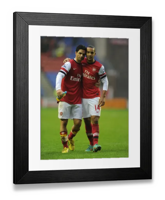 Framed Print : Mikel Arteta and Theo Walcott Celebrate Arsenal's Victory over Wigan Athletic (2012-13)