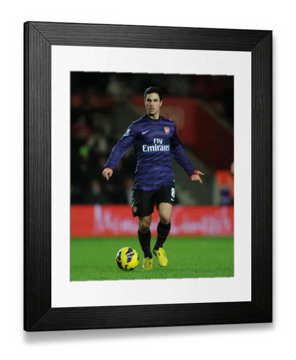Framed Print : Mikel Arteta Leads Arsenal Against Southampton in Premier League Clash (2012-13)